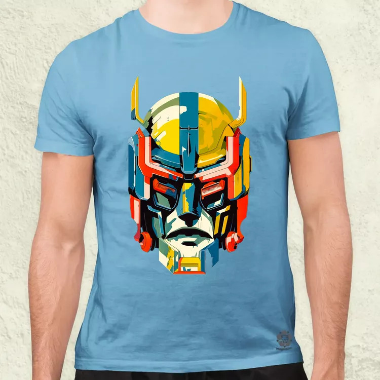 Szimetrikus mecha fej v1 férfi póló