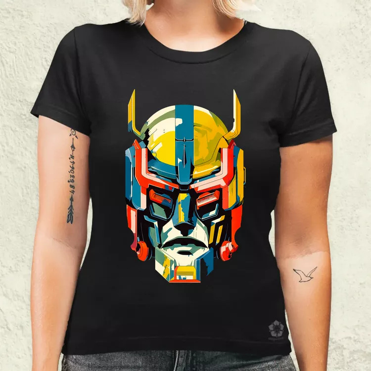 Szimetrikus mecha fej v1 női póló