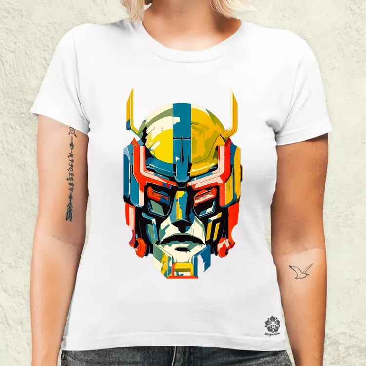 Szimetrikus mecha fej v1 női póló