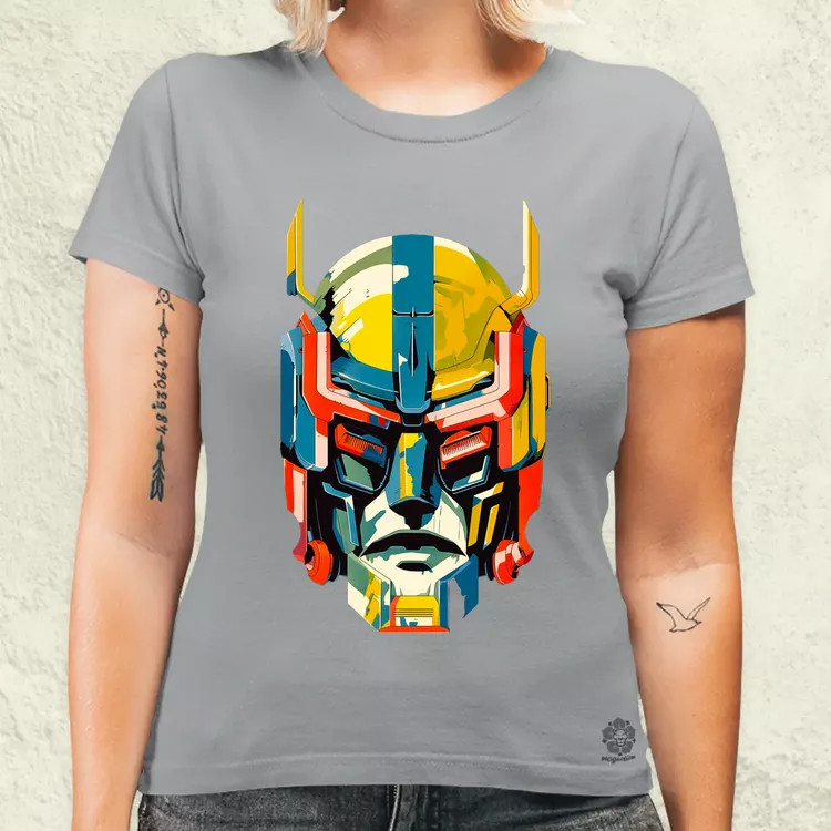 Szimetrikus mecha fej v1 női póló