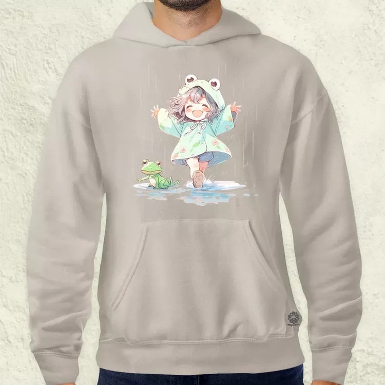 Chibi lány esőben táncol v1 férfi pulóver
