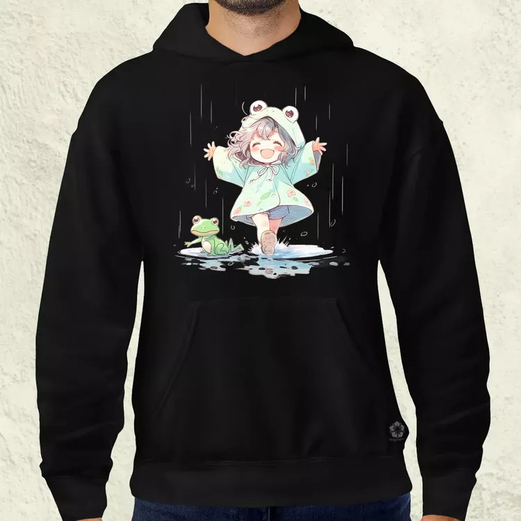 Chibi lány esőben táncol v1 férfi pulóver