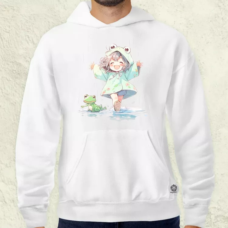 Chibi lány esőben táncol v1 férfi pulóver