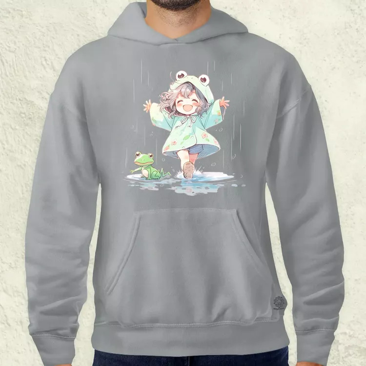 Chibi lány esőben táncol v1 férfi pulóver