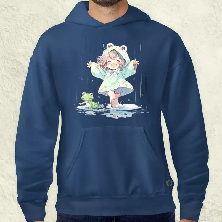 Chibi lány esőben táncol v1 férfi pulóver