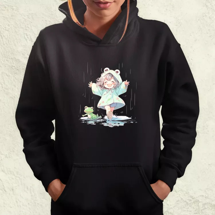 Chibi lány esőben táncol v1 női pulóver