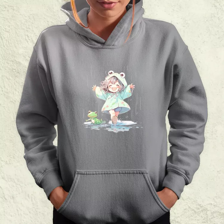 Chibi lány esőben táncol v1 női pulóver