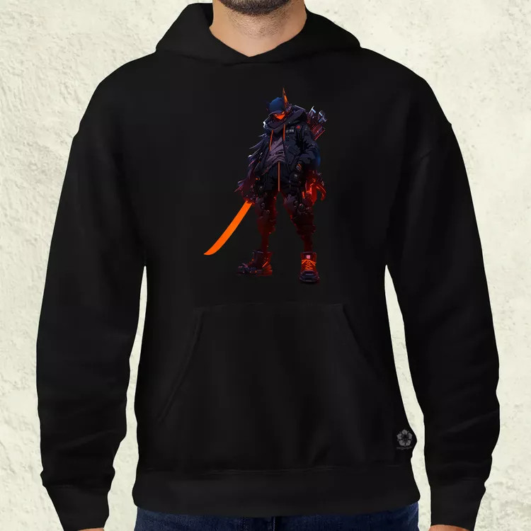 Cyberpunk anime kiborg szamuráj v1 férfi pulóver