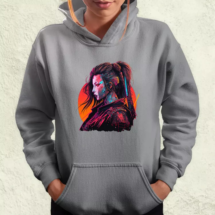 Cyberpunk női szamuráj v2 női pulóver