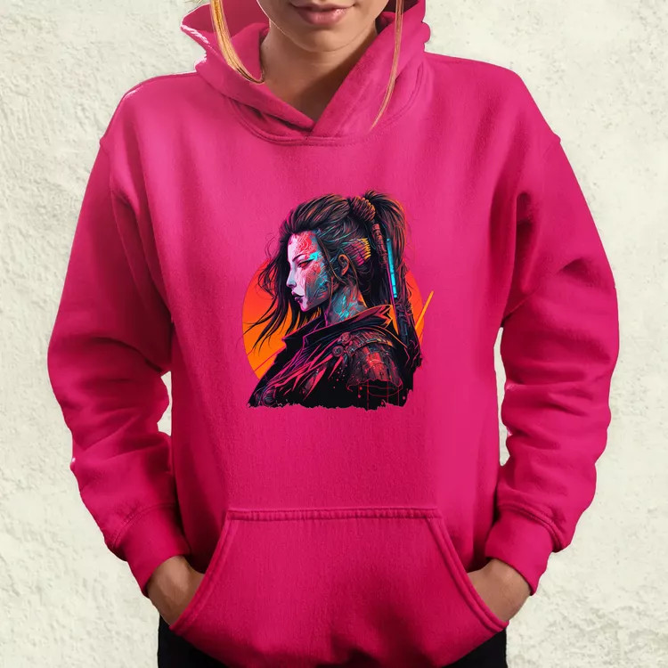 Cyberpunk női szamuráj v2 női pulóver