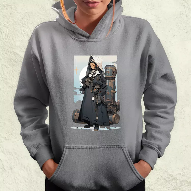 Dieselpunk anime apáca v3 női pulóver