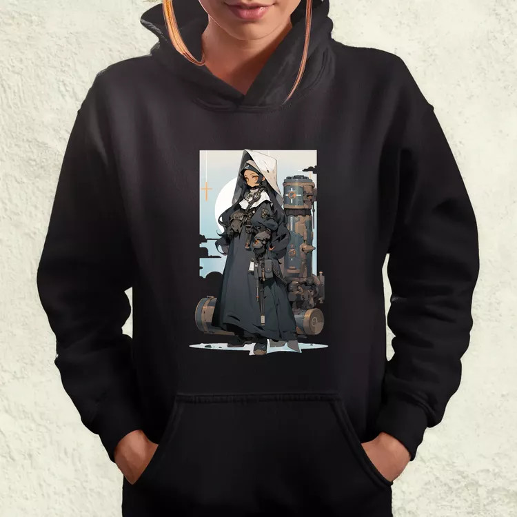 Dieselpunk anime apáca v3 női pulóver