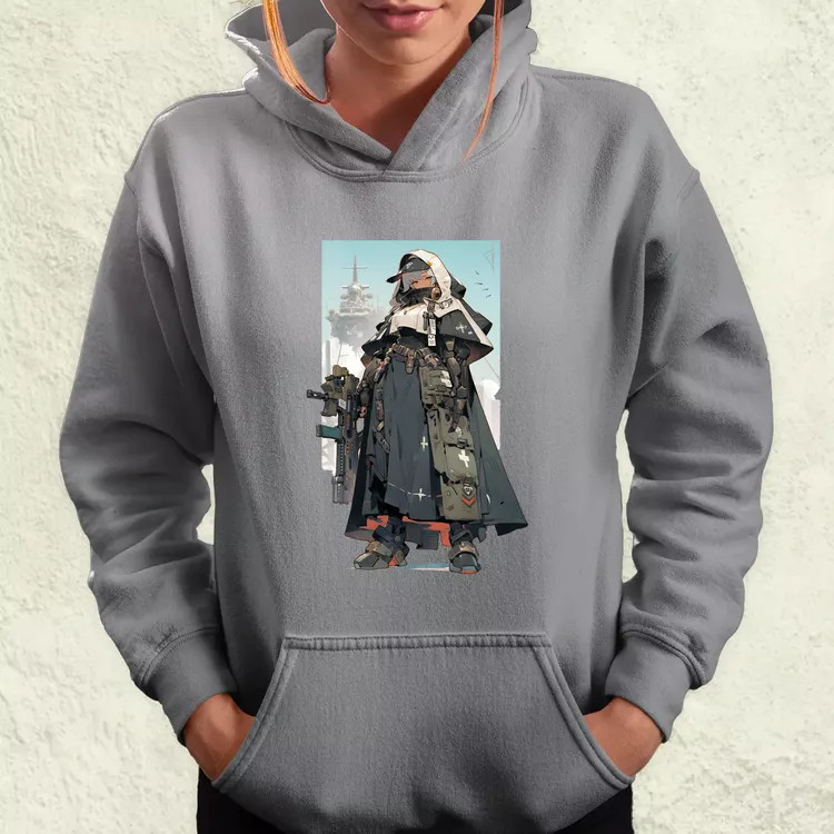 Dieselpunk anime apáca v4 női pulóver