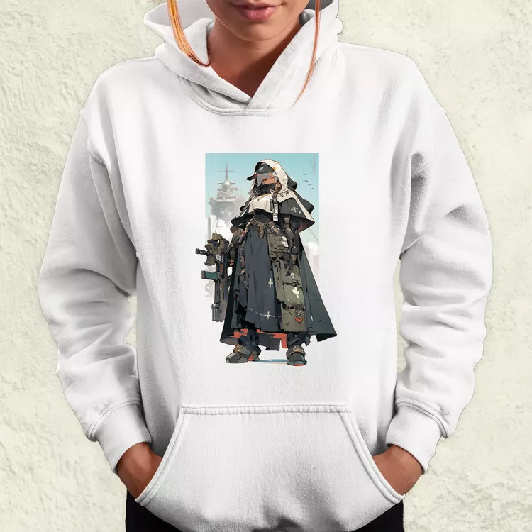 Dieselpunk anime apáca v4 női pulóver