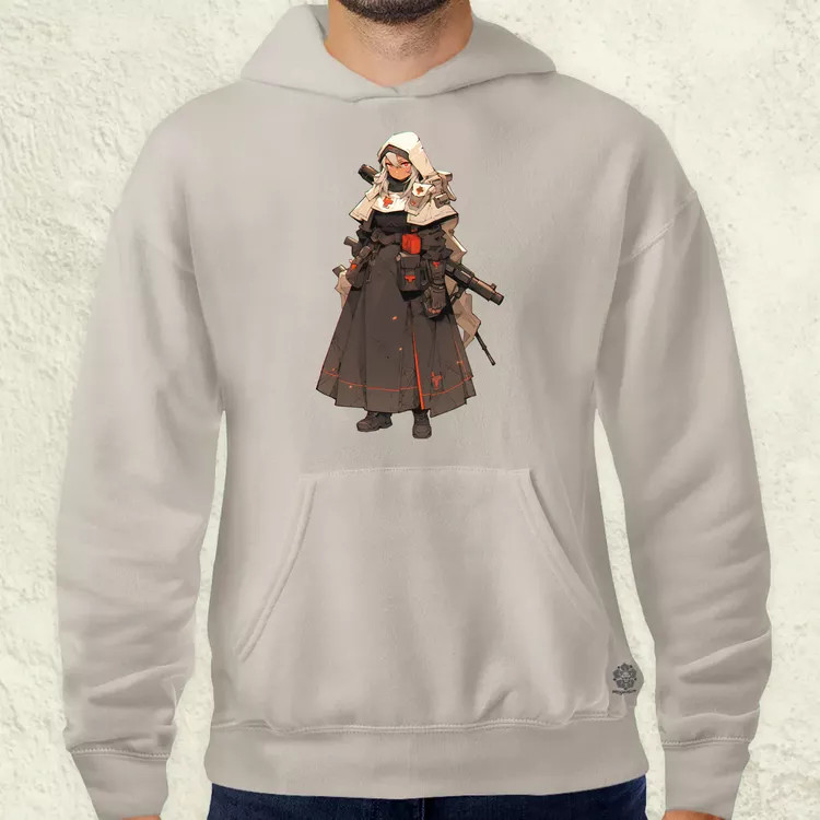 Dieselpunk anime apáca v6 férfi pulóver