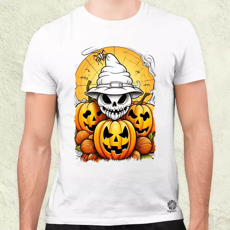 Halloween tök és koponya fantázia v11 férfi póló