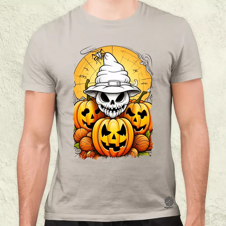 Halloween tök és koponya fantázia v11 férfi póló