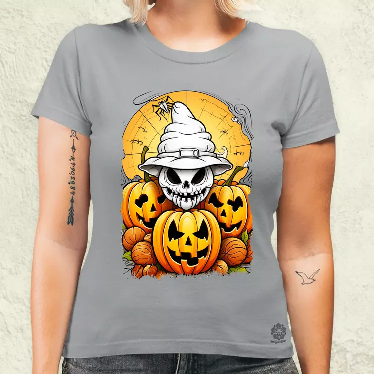 Halloween tök és koponya fantázia v11 női póló