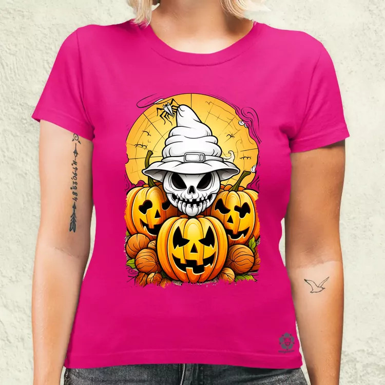 Halloween tök és koponya fantázia v11 női póló