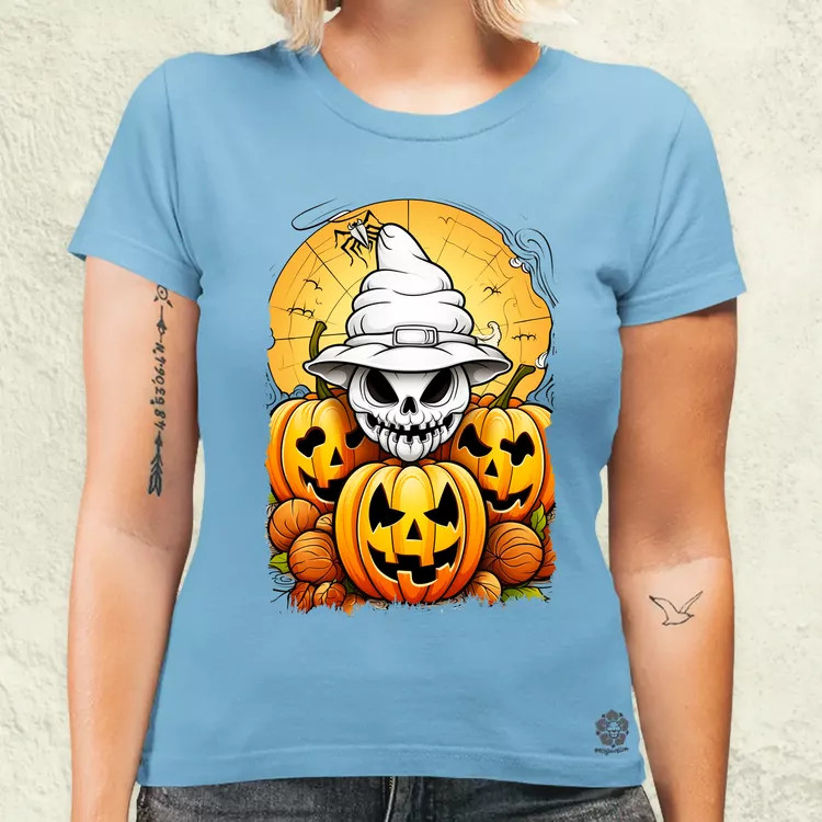 Halloween tök és koponya fantázia v11 női póló