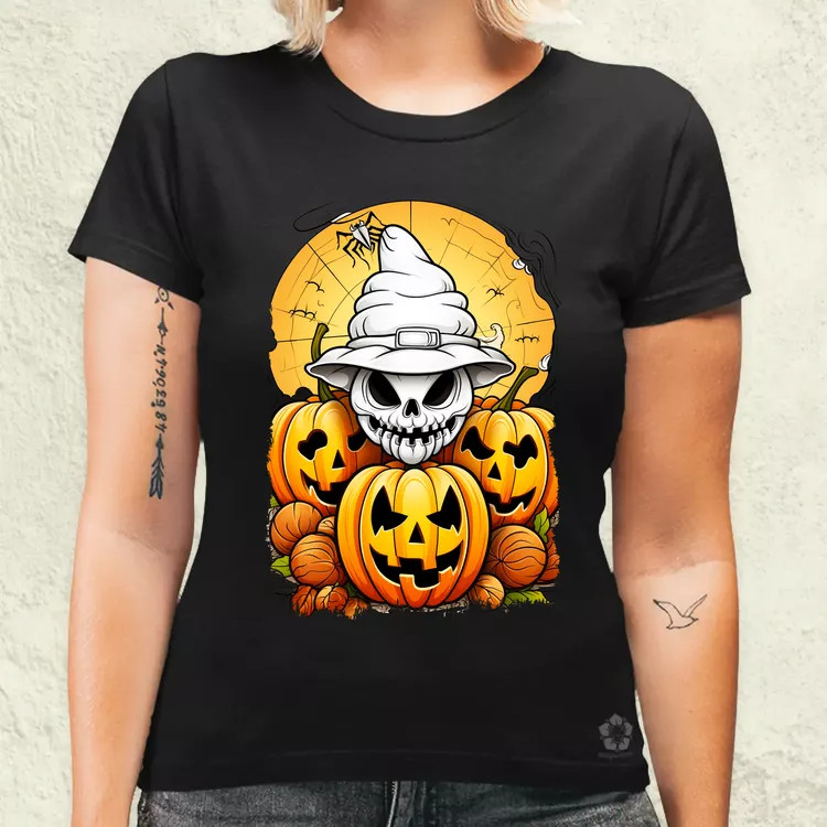 Halloween tök és koponya fantázia v11 női póló