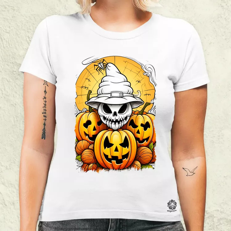 Halloween tök és koponya fantázia v11 női póló