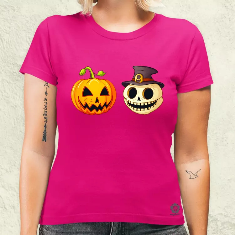 Halloween tök és koponya fantázia v13 női póló