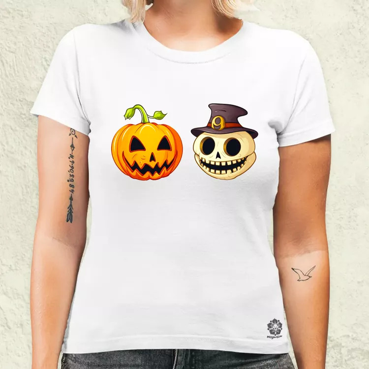 Halloween tök és koponya fantázia v13 női póló