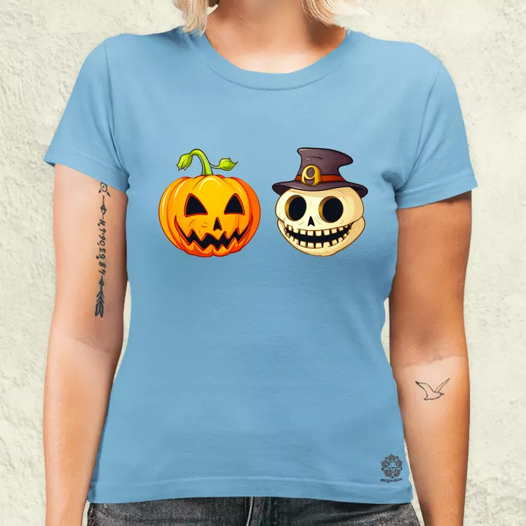 Halloween tök és koponya fantázia v13 női póló