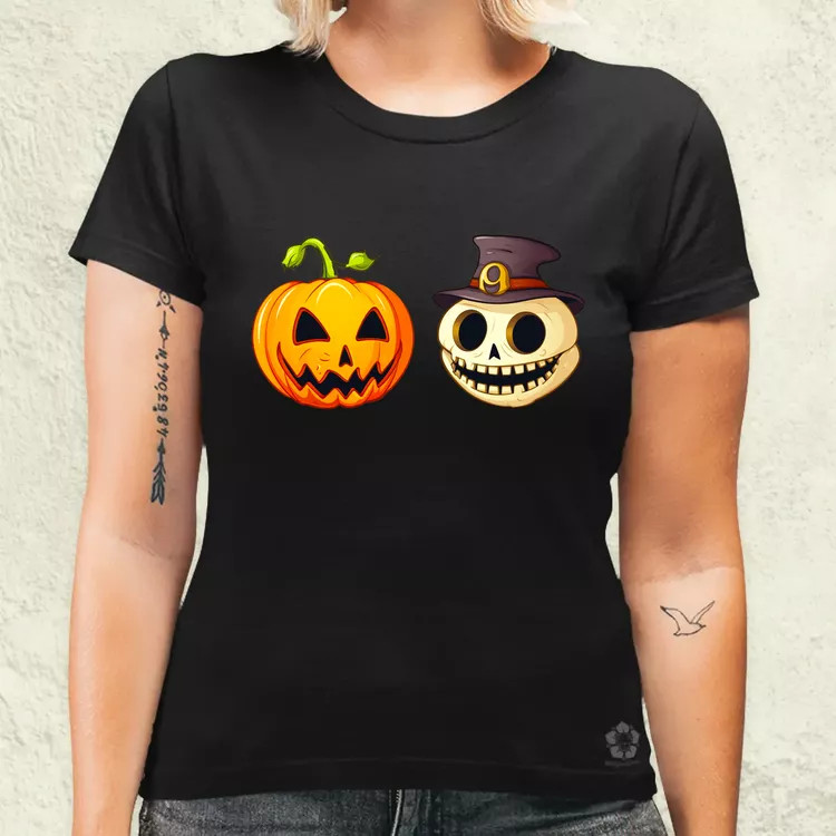 Halloween tök és koponya fantázia v13 női póló