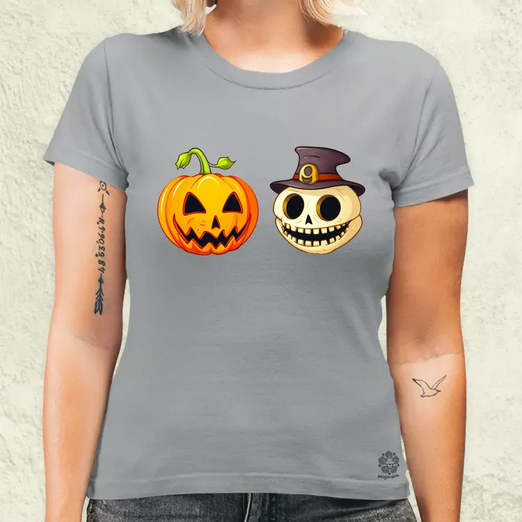 Halloween tök és koponya fantázia v13 női póló