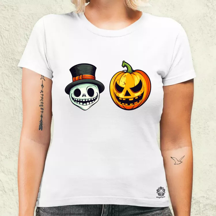 Halloween tök és koponya fantázia v16 női póló