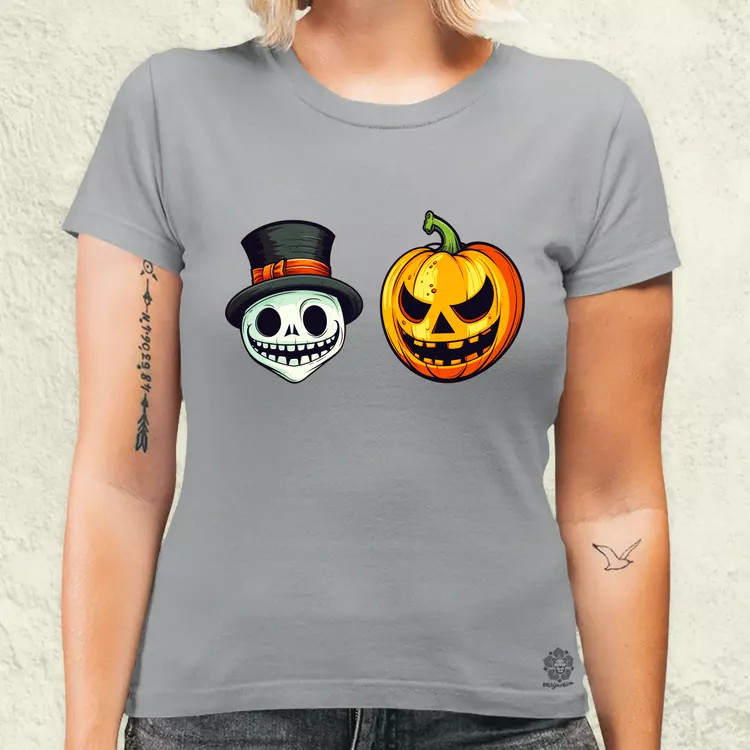 Halloween tök és koponya fantázia v16 női póló