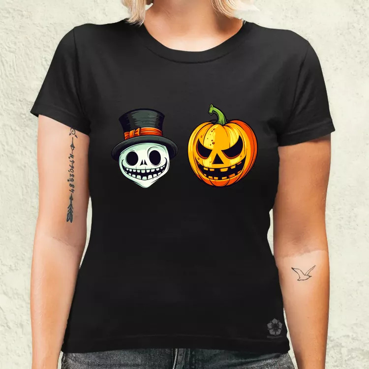 Halloween tök és koponya fantázia v16 női póló