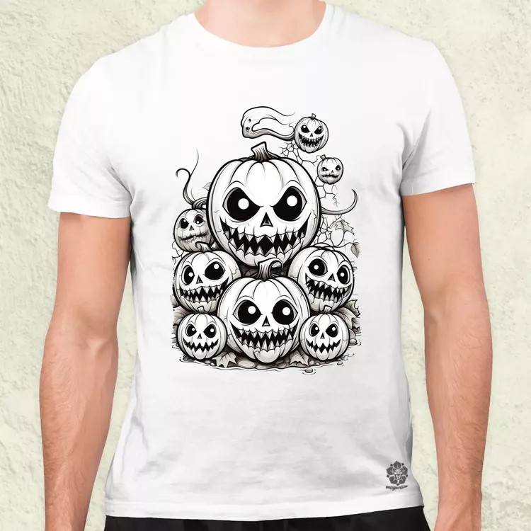 Halloween tök és koponya fantázia v8 férfi póló