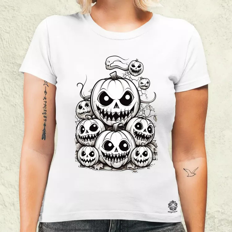 Halloween tök és koponya fantázia v8 női póló