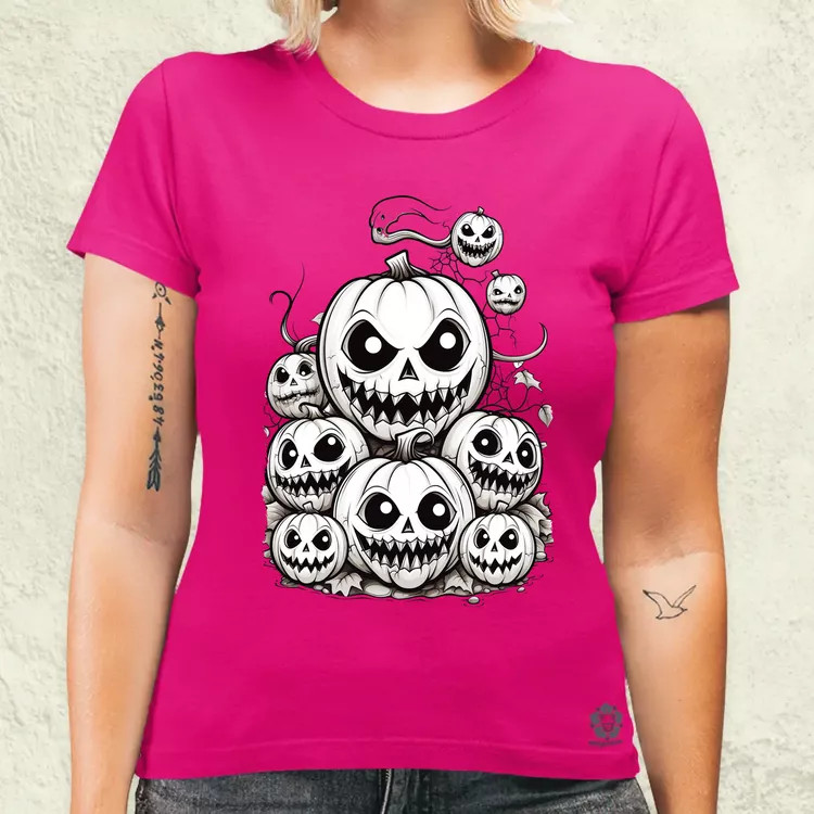 Halloween tök és koponya fantázia v8 női póló