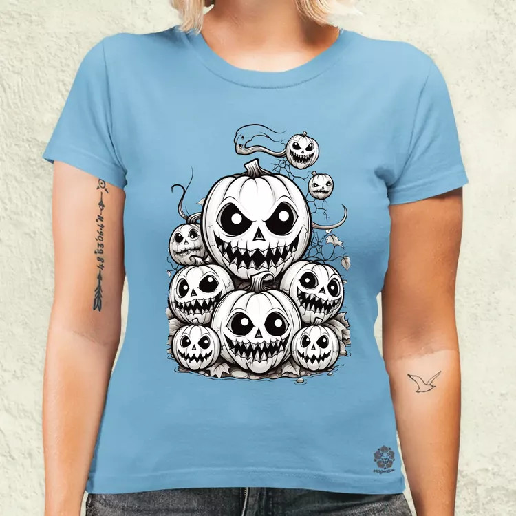Halloween tök és koponya fantázia v8 női póló