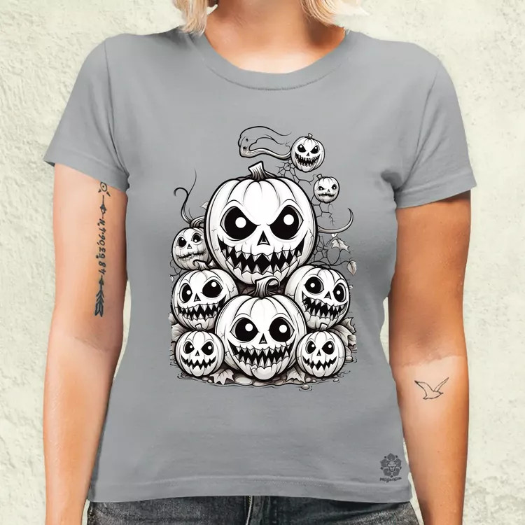 Halloween tök és koponya fantázia v8 női póló