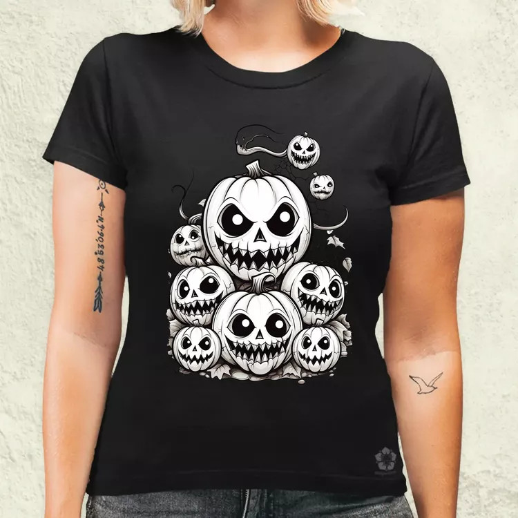 Halloween tök és koponya fantázia v8 női póló