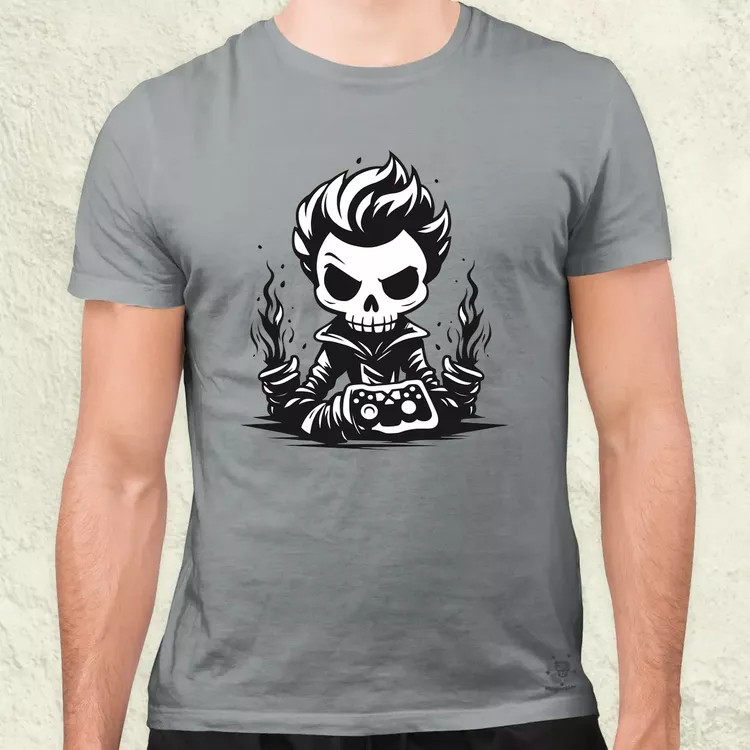Minimál gamer koponya v1 férfi póló