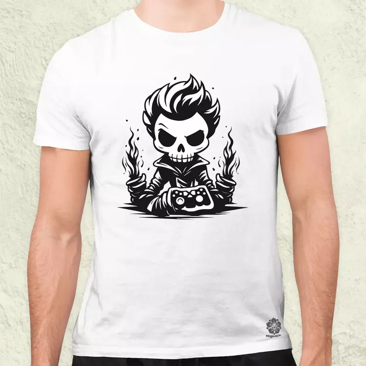 Minimál gamer koponya v1 férfi póló