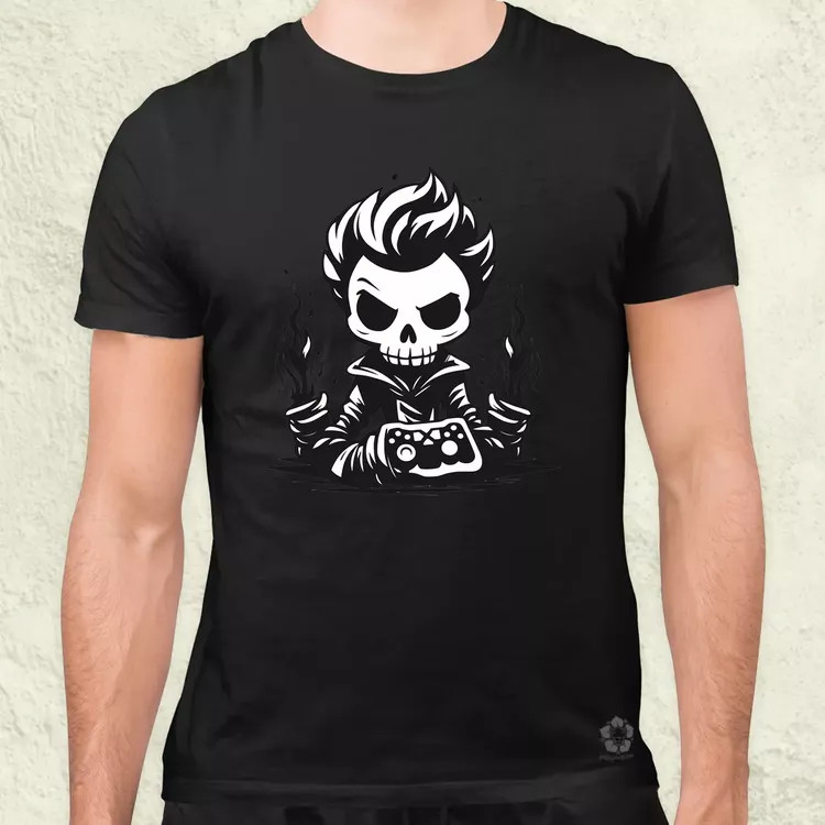 Minimál gamer koponya v1 férfi póló