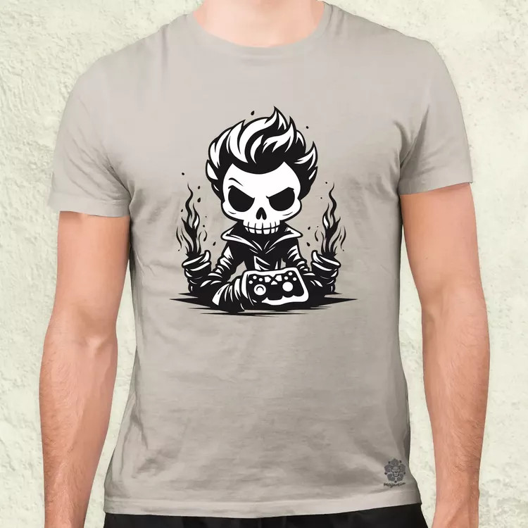 Minimál gamer koponya v1 férfi póló