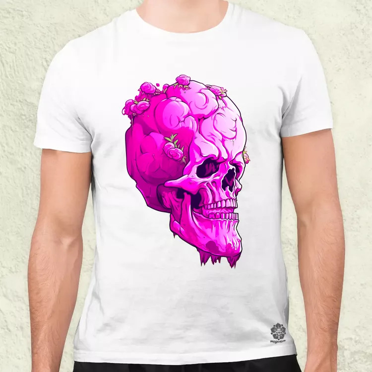 Pink koponya férfi póló