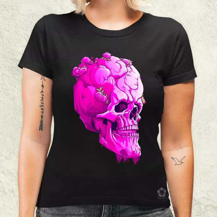 Pink koponya női póló