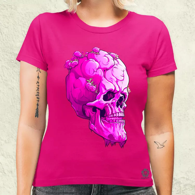 Pink koponya női póló