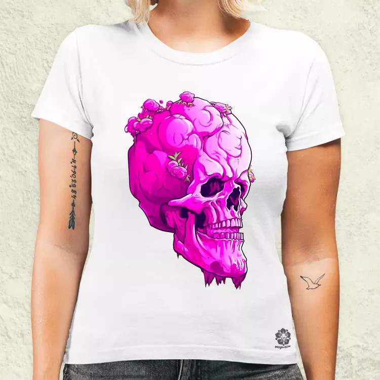 Pink koponya női póló