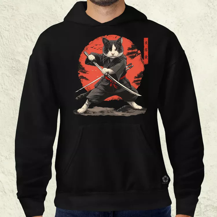 Ninja macska v2 férfi pulóver
