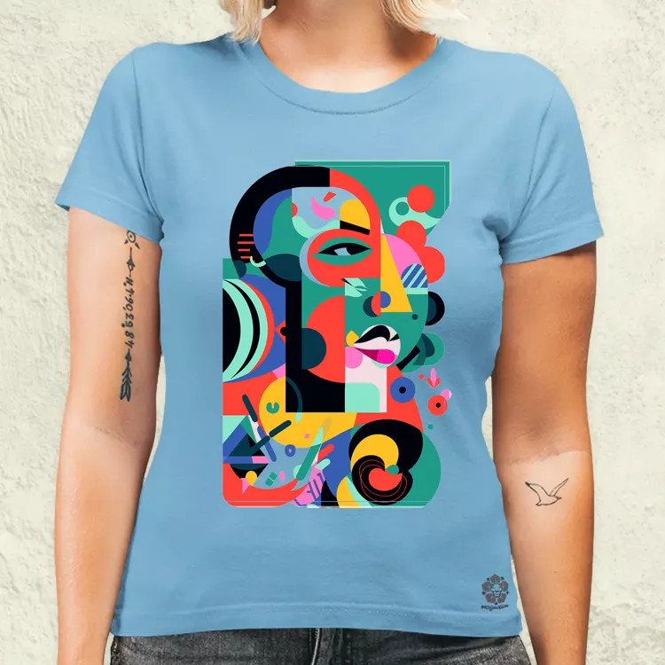 Absztrakt minimalista karakter illusztráció v8 női póló